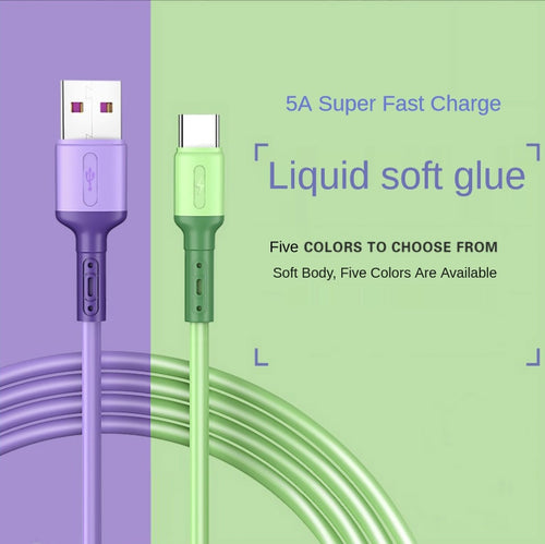 3A Liquid Silicone Micro USB Type C Cable Mobile Phone Charger Fast Charging USB Data Cord Charge