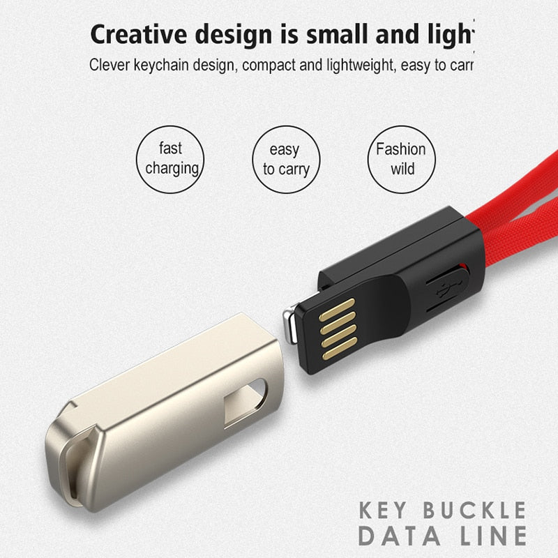 Portable Keychain USB Data cable for iPhone Micro USB Type C Fast Charging Mobile Phone Charger Cable for Samsung Galaxy Xiaomi