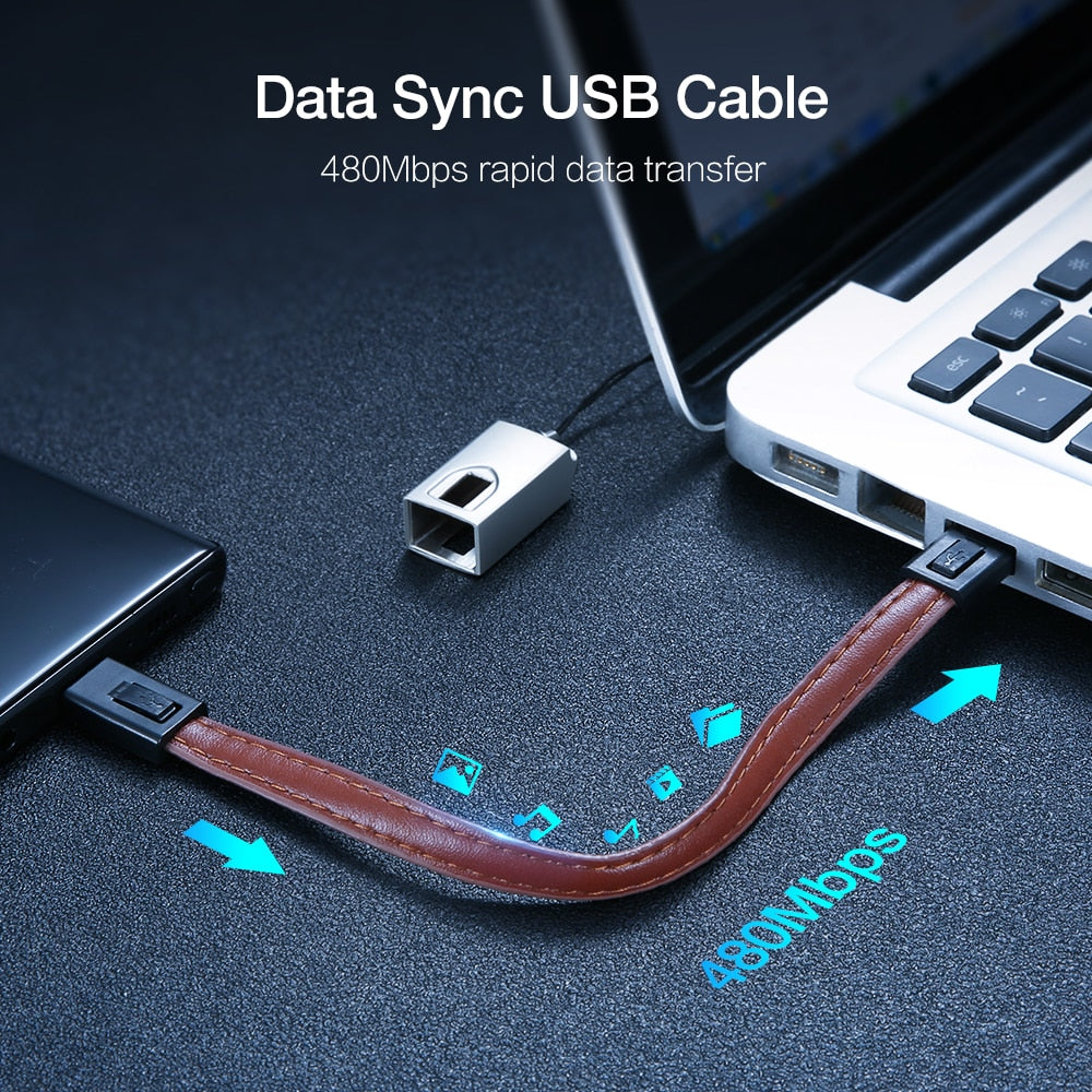 Lightning to USB Type C Cable For iPhone 7 6 X XS Max Cord Keychain Micro USB Cable For Samsung S7 S6 Edge Charging Wire