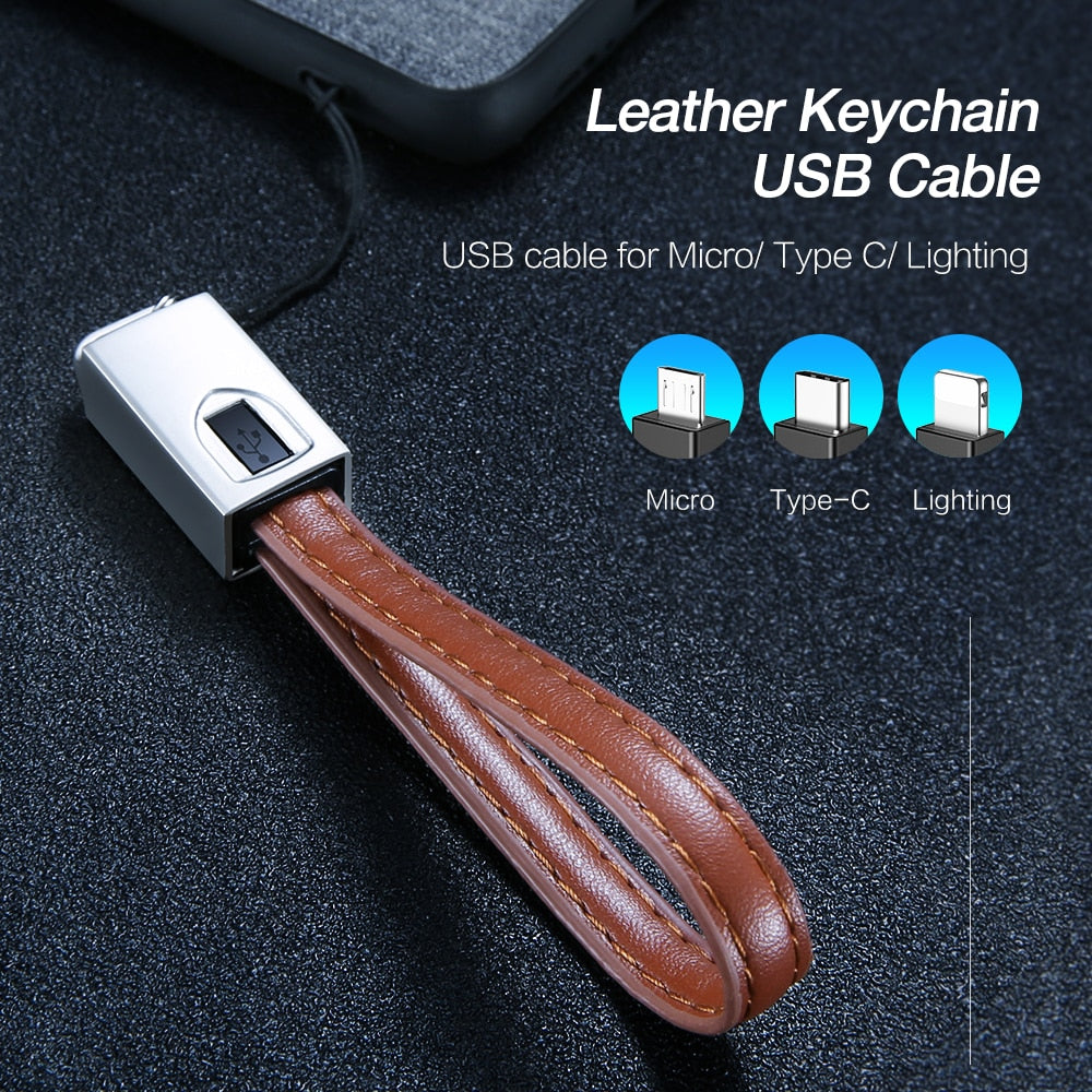 Lightning to USB Type C Cable For iPhone 7 6 X XS Max Cord Keychain Micro USB Cable For Samsung S7 S6 Edge Charging Wire