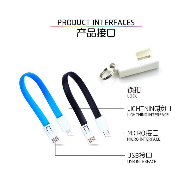 SYRINX KeyChain For iPhone Samsung Micro USB Cable / For iphone Type C Charger Cable Portable Charging Sync Data Cord USB