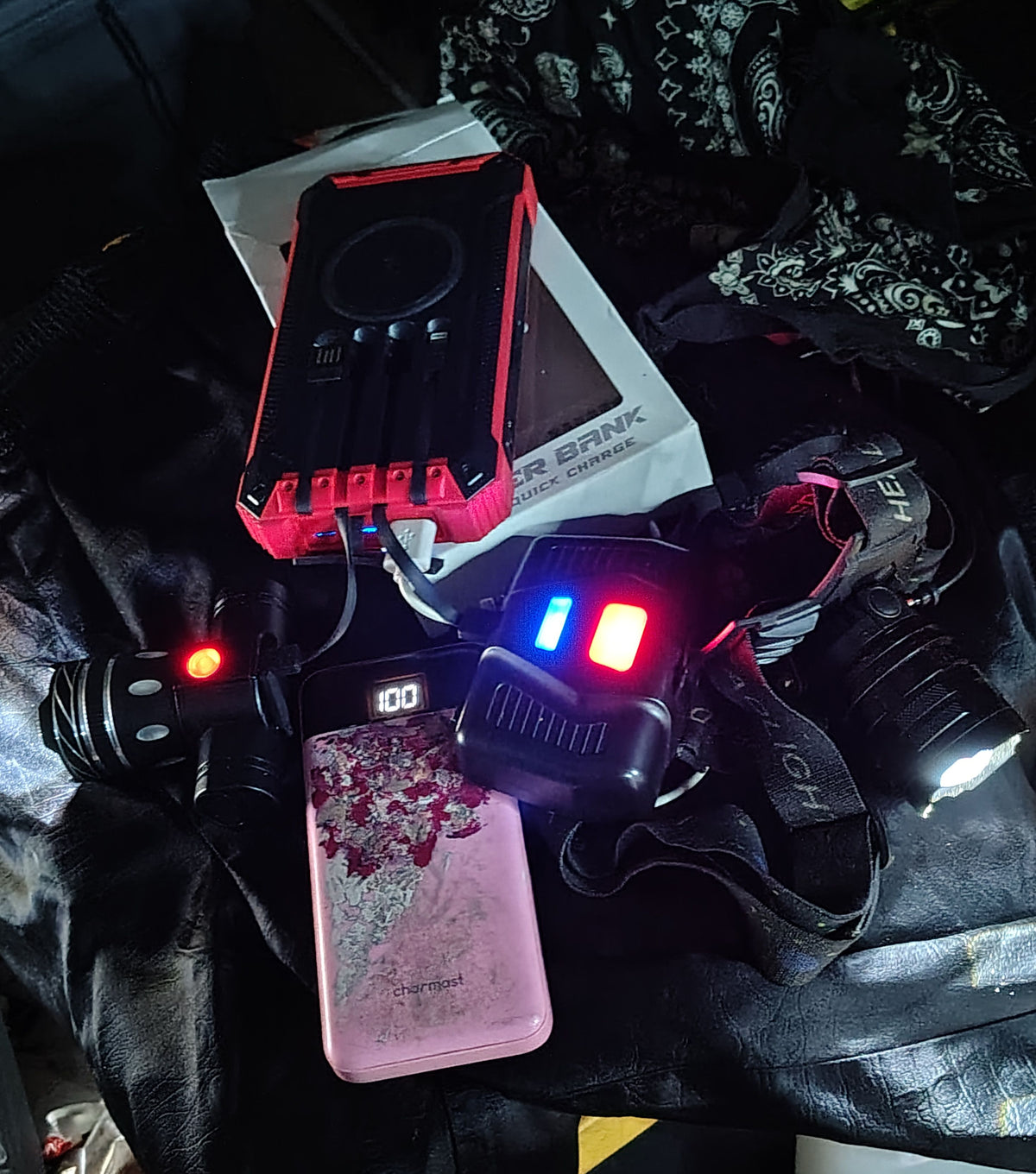 60000mAh Rugged Solar Power Bank- Wireless Charger with Built-in Cables & Dual Flashlights