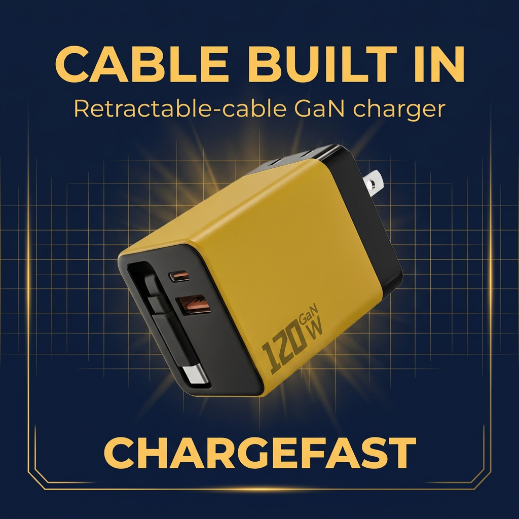 Yellow charger built-in cable feature